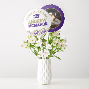 Purple & Gold Graduation Photo Centerpiece Balloon