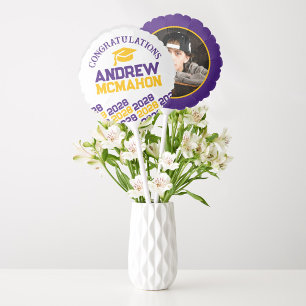 Purple & Gold Graduation Photo Centerpiece Balloon