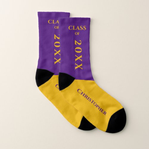 Purple Gold Graduation Socks