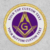 1-1/4" x 4-1/2" Masonic Mason Word silver with Gold Square and Compass Patch 