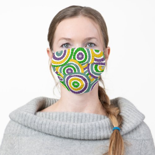 PURPLE GOLD GREEN MARDI GRAS PATTERNS ADULT CLOTH FACE MASK