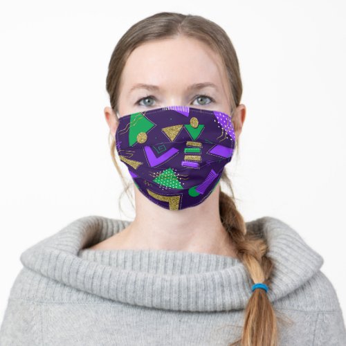 PURPLE GOLD GREEN MARDI GRAS PATTERNS ADULT CLOTH FACE MASK