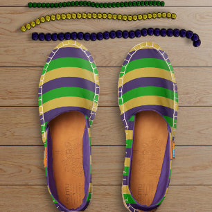 Purple Gold Green Mardi Gras Striped Espadrilles