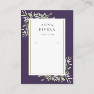 Purple Gold Greenery Earring Display Card