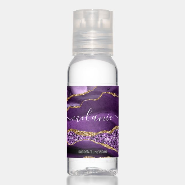 Purple Gold Hand Sanitizers Personalized Name (Front)