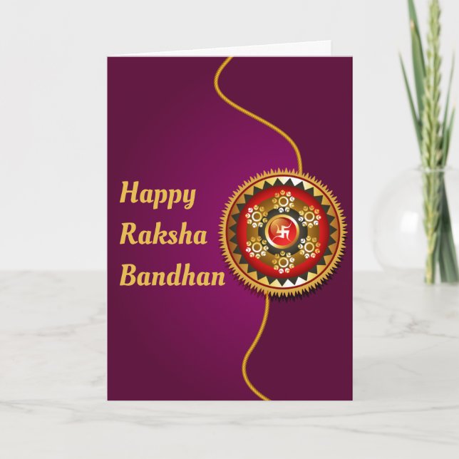 Purple & Gold Happy Raksha Bandhan Card (Front)