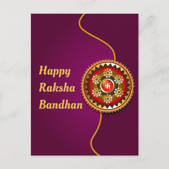 Purple & Gold Happy Raksha Bandhan Postcard (Front)