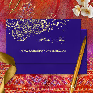Purple Gold Henna Wedding Website Business Card