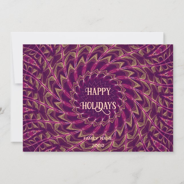 Purple Gold Holiday Christmas Card (Front)