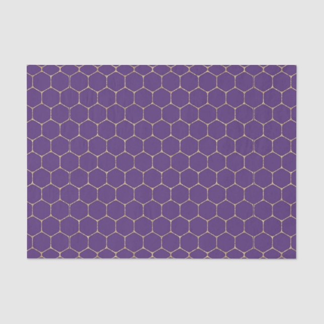 Purple & Gold HoneyComb (Design 16 Purple Series) Tissue Paper (Front)