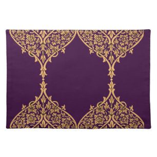 Purple Gold India Motif Design Decoration Filigree Placemat