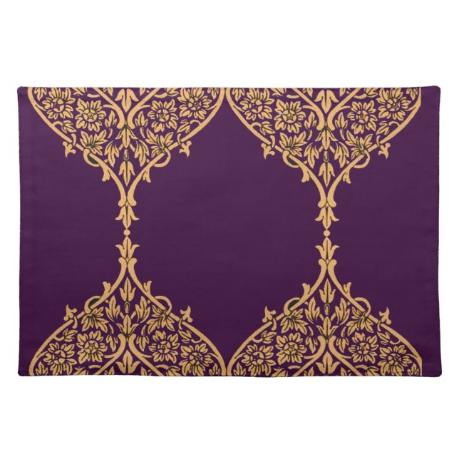 Purple Gold India Motif Design Decoration Filigree Placemat (Front)