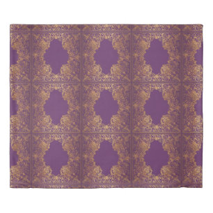 Purple Gold Indian Inspired Diamond Pattern Duvet Cover