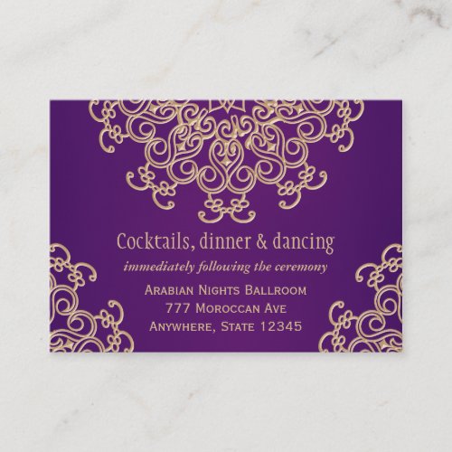 Purple Gold Indian Style Reception Enclosure Card