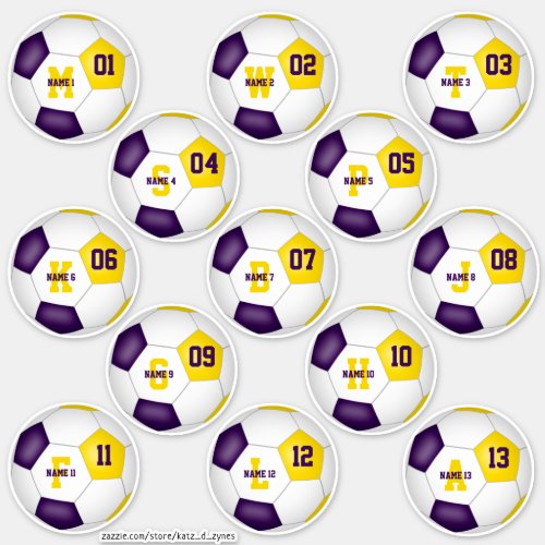 purple gold individual soccer players sticker