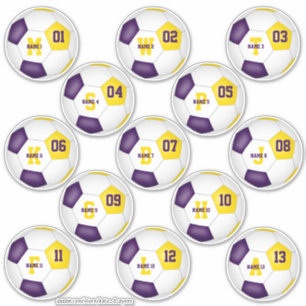 purple gold individual soccer players sticker