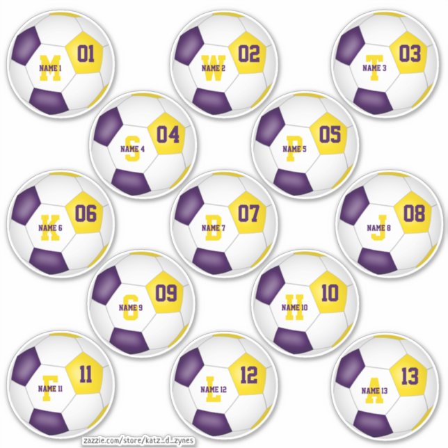 purple gold individual soccer players sticker (Front)