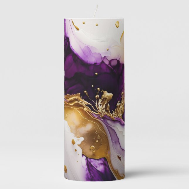 Purple Gold Infusion Pillar Candle (Front)