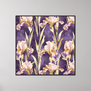 Purple Gold Iris Flowers Canvas Print