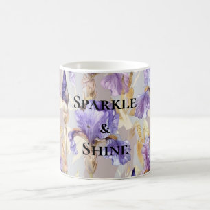 Purple Gold Iris Flowers Coffee Mug