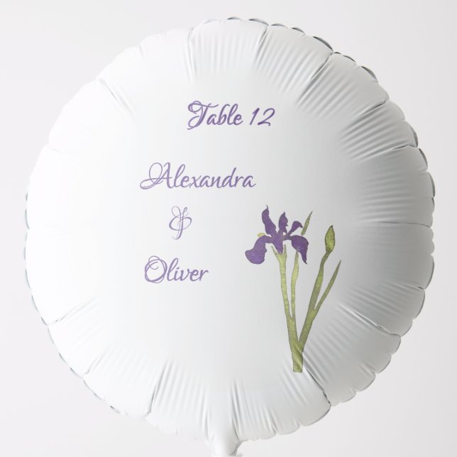 Purple & Gold Iris Water Table Number  Balloon (Front)