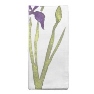 Purple & Gold Iris Watercolor Wedding Cloth Napkin