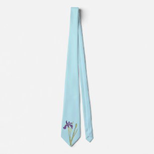 Purple & Gold Iris Watercolor Wedding Neck Tie