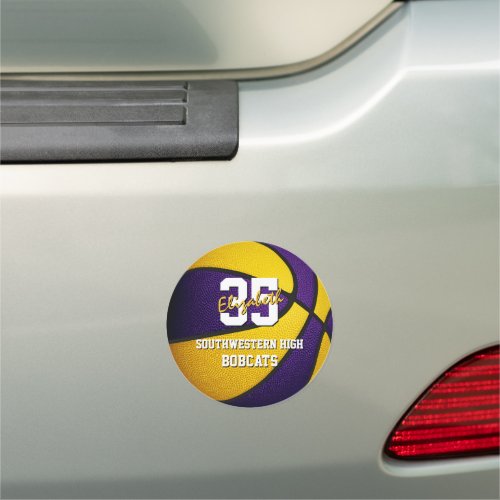 purple gold kids basketball team spirit gifts car magnet