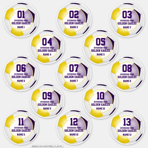 purple gold kids soccer team colors 13 custom sticker