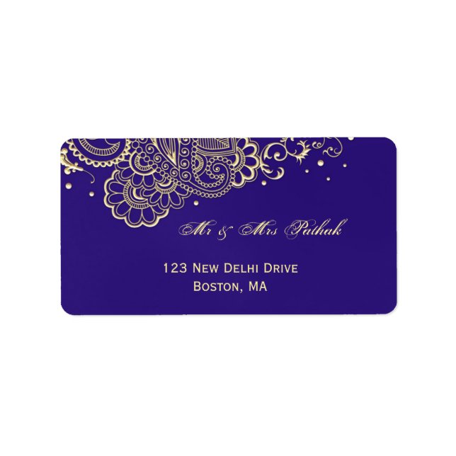 Purple Gold Lace Henna Address Label (Front)