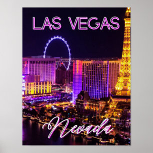 Purple & Gold Las Vegas Vibes Nevada Skyline Poster