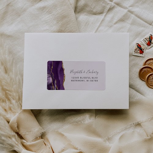Purple Gold Lavender Wedding RSVP Self_Address Label