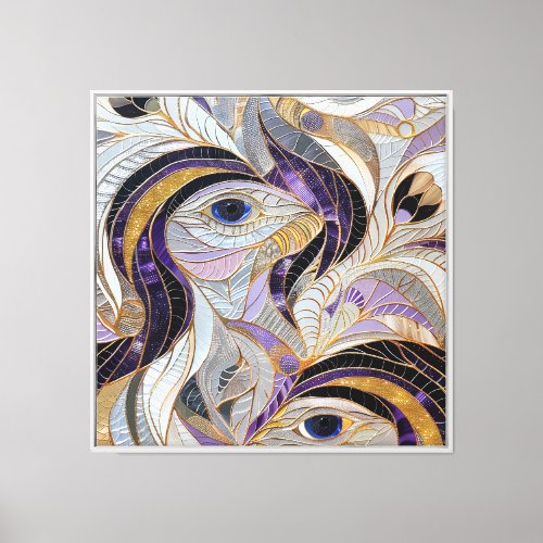 Purple Gold Lavender White Peacock Canvas Print