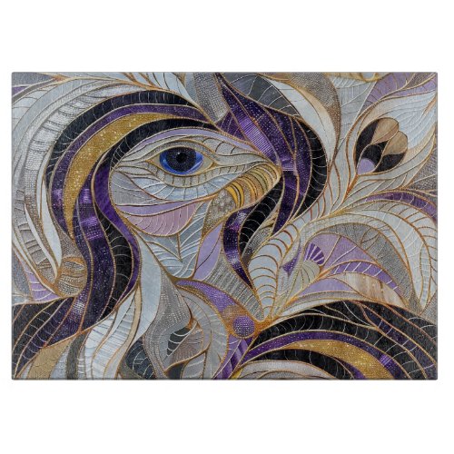 Purple Gold Lavender White Peacock Cutting Board