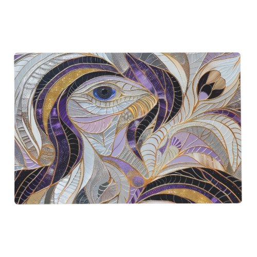 Purple Gold Lavender White Peacock Placemat