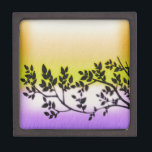 Purple Gold Leaves Gift Box<br><div class="desc">A special option for your gifts. Wooden box features flowing leaves with purple and gold colors. Use the 'open' spaces for special text (if you desire).</div>