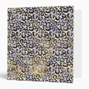 Purple Gold Leopard Print 3 Ring Binder