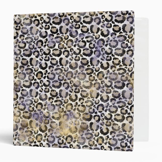 Purple Gold Leopard Print 3 Ring Binder (Front/Inside)