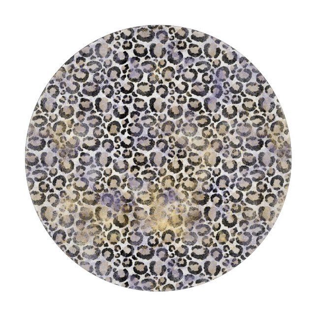 Purple Gold Leopard Print Cutting Board (Front)