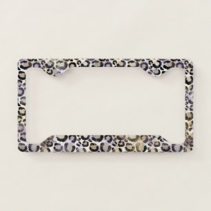Purple Gold Leopard Print License Plate Frame