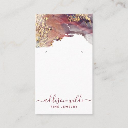 Purple Gold Liquid Watercolor Ink Jewelry Display  Business Card