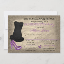 Purple Gold Little Black Dress bachelorette invite