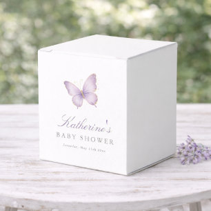Purple Gold Little Butterfly Boy Girl Baby Shower Favor Boxes