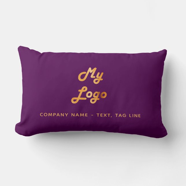 Purple gold logo business salon lobby lumbar pillow (Front)