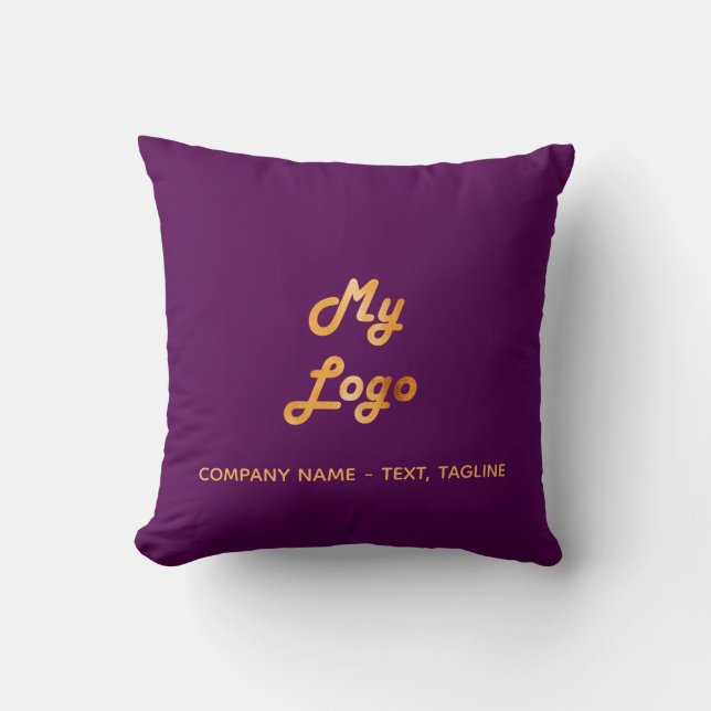 Purple gold logo business salon throw pillow (Front)