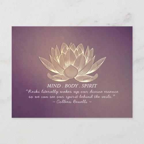 Purple Gold Lotus Yoga Meditation Instructor Quote Postcard