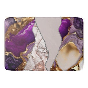Purple Gold Luxury Elegant Design Liquid Texture Bath Mat