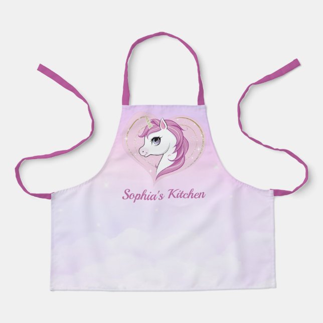 Purple Gold Magical Unicorn Personalized Apron (Front)