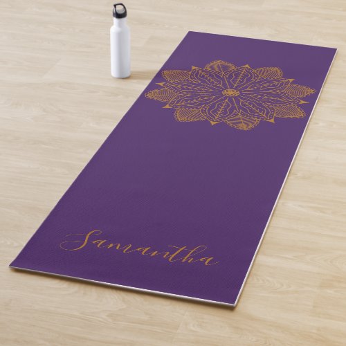 Purple gold mandala elegant feminine personalized yoga mat