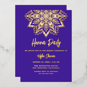 Purple Gold Mandala Henna Party Mehndi Real Gold Foil Invitation